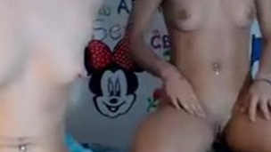 Two juvenile sexy girls masturbated for tips on webcam.