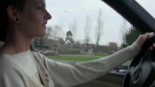 Euro girlfriends in car licking vagina