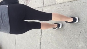 Sexy teen ass in leggings with thong