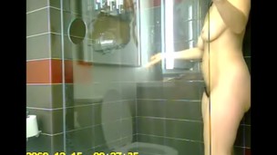 Hot breasty girlfriend caught in the shower