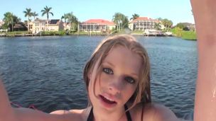 This little nymph is a gift from heaven above to all the fans of innocent looking petite teens! Fascinating Avril takes a swim to get all wet and lets us play with her snatch!