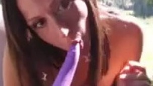 Dirty hot girl slut outdoors on web camera masturbating